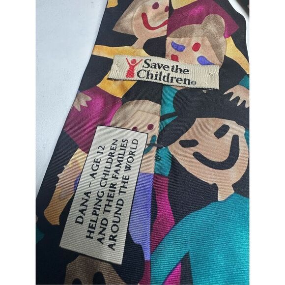 Save the Children Art-to-Wear Dana Age 12 Children Diversity Silk Men's Necktie - Picture 3 of 5